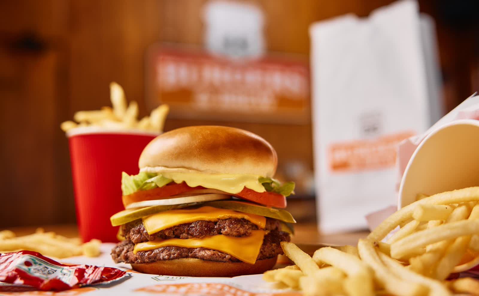 Burger and fries at Route 88 Burgers & Brew
